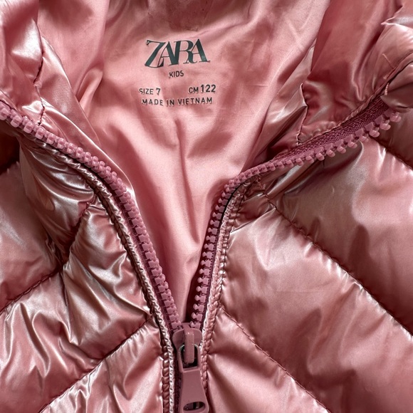 Zara iridescent Pink puffer size 7 - Picture 2 of 4